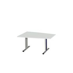 Schäfer Shop Select Besprechungstisch MODENA Basic, Tonne, T-Fuss, B 1400 x T 1000 x H 717 mm, lichtgrau/weissaluminium RAL 9006