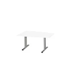 Schäfer Shop Select Besprechungstisch MODENA Basic, Tonne, T-Fuss, B 1400 x T 1000 x H 717 mm, weiss/weissaluminium RAL 9006