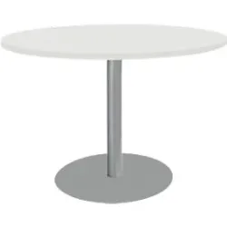Schäfer Shop Select Besprechungstisch BST, bis 6 Personen, Kreis, Tellerfuss, B 1200 x T 1200 x H 617-817 mm, weiss/weissaluminium RAL 9006