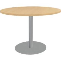 Schäfer Shop Select Besprechungstisch BST, bis 6 Personen, Kreis, Tellerfuss, B 1200 x T 1200 x H 617-817 mm, Buche/weissaluminium RAL 9006