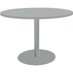 Schäfer Shop Select Besprechungstisch BST, bis 6 Personen, Kreis, Tellerfuss, B 1200 x T 1200 x H 617-817 mm, lichtgrau/weissaluminium RAL 9006