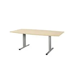 Schäfer Shop Select Besprechungstisch Planova Basic, Boot, T-Fuss, B 2000 x T 1000 x H 717 mm, Ahorn/weissaluminium RAL 9006
