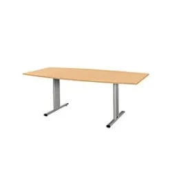 Schäfer Shop Select Besprechungstisch Planova Basic, Boot, T-Fuss, B 2000 x T 1000 x H 717 mm, Buche/weissaluminium RAL 9006