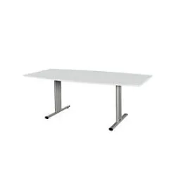 Schäfer Shop Select Besprechungstisch Planova Basic, Boot, T-Fuss, B 2000 x T 1000 x H 717 mm, lichtgrau/weissaluminium RAL 9006