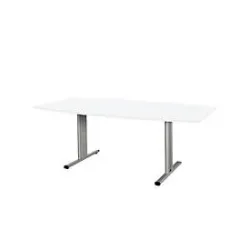 Schäfer Shop Select Besprechungstisch Planova Basic, Boot, T-Fuss, B 2000 x T 1000 x H 717 mm, weiss/weissaluminium RAL 9006
