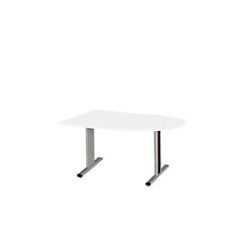 Schäfer Shop Select Besprechungstisch Planova Basic, Halbkreis, T-Fuss, B 1400 x T 1000 x H 717 mm, weiss/weissaluminium RAL 9006