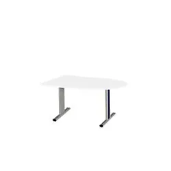 Schäfer Shop Select Besprechungstisch Planova Basic, Halbkreis, T-Fuss, B 1400 x T 1000 x H 717 mm, weiss/weissaluminium RAL 9006