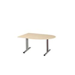 Schäfer Shop Select Besprechungstisch Planova Basic, Halbkreis, T-Fuss, B 1400 x T 1000 x H 717 mm, Ahorn/weissaluminium RAL 9006