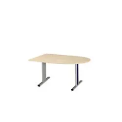 Schäfer Shop Select Besprechungstisch Planova Basic, Halbkreis, T-Fuss, B 1400 x T 1000 x H 717 mm, Ahorn/weissaluminium RAL 9006