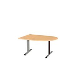 Schäfer Shop Select Besprechungstisch Planova Basic, Halbkreis, T-Fuss, B 1400 x T 1000 x H 717 mm, Buche/weissaluminium RAL 9006