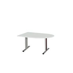 Schäfer Shop Select Besprechungstisch Planova Basic, Halbkreis, T-Fuss, B 1400 x T 1000 x H 717 mm, lichtgrau/weissaluminium RAL 9006