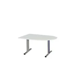 Schäfer Shop Select Besprechungstisch Planova Basic, Halbkreis, T-Fuss, B 1400 x T 1000 x H 717 mm, lichtgrau/weissaluminium RAL 9006