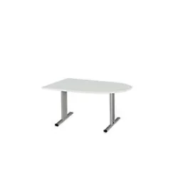 Schäfer Shop Select Besprechungstisch Planova Basic, Halbkreis, T-Fuss, B 1400 x T 1000 x H 717 mm, lichtgrau/weissaluminium RAL 9006