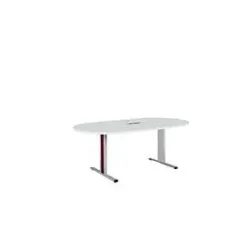 Schäfer Shop Select Besprechungstisch Planova Basic, mit Tischanschlussfeld, Oval, T-Fuss, B 2000 x T 1000 x H 717 mm, lichtgrau/weissaluminium RAL 9006