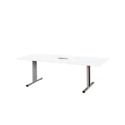 Schäfer Shop Select Besprechungstisch Planova Basic, mit Tischanschlussfeld, Rechteck, T-Fuss, B 2000 x T 800 x H 717 mm, weiss/weissaluminium RAL 9006