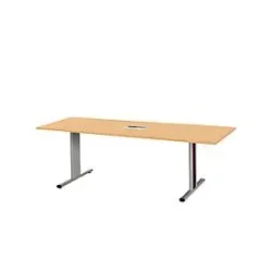 Schäfer Shop Select Besprechungstisch Planova Basic, mit Tischanschlussfeld, Rechteck, T-Fuss, B 2000 x T 800 x H 717 mm, Buche/weissaluminium RAL 9006