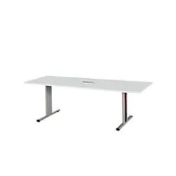 Schäfer Shop Select Besprechungstisch Planova Basic, mit Tischanschlussfeld, Rechteck, T-Fuss, B 2000 x T 800 x H 717 mm, lichtgrau/weissalu