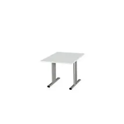 Schäfer Shop Select Besprechungstisch Planova Basic, Quadrat, T-Fuss, B 1000 x T 1000 x H 717 mm, lichtgrau/weissaluminium RAL 9006