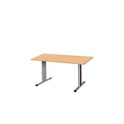 Schäfer Shop Select Besprechungstisch Planova Basic, Rechteck, T-Fuss, B 1400 x T 800 x H 717 mm, Buche/weissaluminium RAL 9006