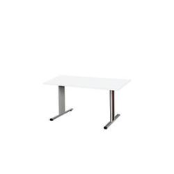 Schäfer Shop Select Besprechungstisch Planova Basic, Rechteck, T-Fuss, B 1400 x T 800 x H 717 mm, weiss/weissaluminium RAL 9006