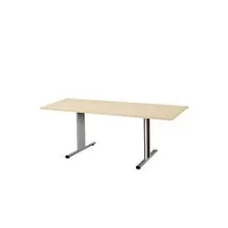 Schäfer Shop Select Besprechungstisch Planova Basic, Rechteck, T-Fuss, B 1800 x T 800 x H 717 mm, Ahorn/weissaluminium RAL 9006