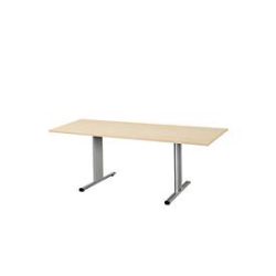 Schäfer Shop Select Besprechungstisch Planova Basic, Rechteck, T-Fuss, B 1800 x T 800 x H 717 mm, Ahorn/weissaluminium RAL 9006