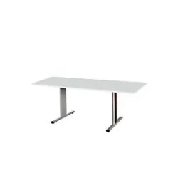 Schäfer Shop Select Besprechungstisch Planova Basic, Rechteck, T-Fuss, B 1800 x T 800 x H 717 mm, lichtgrau/weissaluminium RAL 9006