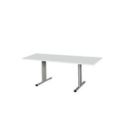 Schäfer Shop Select Besprechungstisch Planova Basic, Rechteck, T-Fuss, B 1800 x T 800 x H 717 mm, lichtgrau/weissaluminium RAL 9006