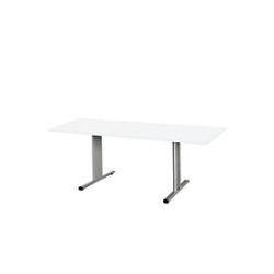 Schäfer Shop Select Besprechungstisch Planova Basic, Rechteck, T-Fuss, B 1800 x T 800 x H 717 mm, weiss/weissaluminium RAL 9006