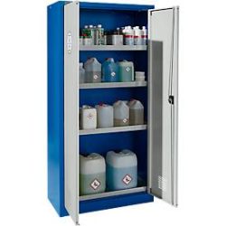 Schäfer Shop Select Gefahrstoffschrank, Stahl, B 950 x T 500 x H 1935 mm, Belüftungsschlitze, 4 Böden, 4 x 20 l Wannen
