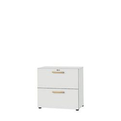 Schäfer Shop Select Hängeregistraturschrank Start Off Wood, 2 OH, Durchfassgriffe, B 800 x T 420 x H 788 mm, Holz, lichtgrau
