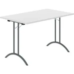 Schäfer Shop Select Klapptisch, Rechteck, Doppel-T-Fussgestell, Spezial-Klappbeschlag & Bodenausgleich, B 1200 x T 700 x H 720 mm, lichtgrau/anthrazit