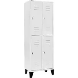 Schäfer Shop Select Kleiderspind, mit 2 x 2 Abteilen, 300 mm, mit Füssen, Drehriegelverschluss, Tür lichtgrau