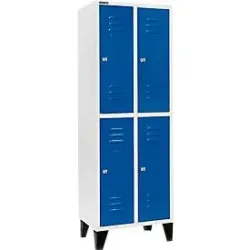 Schäfer Shop Select Kleiderspind, mit 2 x 2 Abteilen, 300 mm, mit Füssen, Zylinderschloss, Tür enzianblau