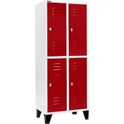 Schäfer Shop Select Kleiderspind mit 2 x 2 Abteilen, 400 mm, mit Füssen, Drehriegelverschluss, Tür rubinrot