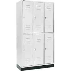 Schäfer Shop Select Kleiderspind, mit 3 x 2 Abteilen, 300 mm, mit Sockel, Drehriegelverschluss, Tür lichtgrau