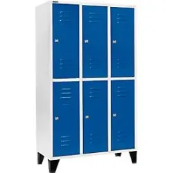 Schäfer Shop Select Kleiderspind, mit 3 x 2 Abteilen, 400 mm, mit Füssen, Zylinderschloss, Tür enzianblau
