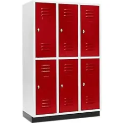 Schäfer Shop Select Kleiderspind, mit 3 x 2 Abteilen, 400 mm, mit Sockel, Drehriegelverschluss, Tür rubinrot