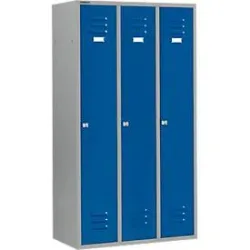 Schäfer Shop Select Kleiderspind mit 3 Abteilen, Zylinderschloss, hellsilber/enzianblau