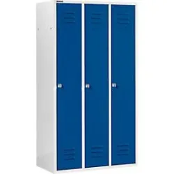 Schäfer Shop Select Kleiderspind mit 3 Abteilen, Zylinderschloss, lichtgrau/enzianblau