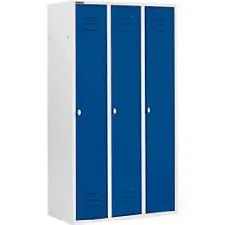 Schäfer Shop Select Kleiderspind mit 3 Abteilen, Drehriegelverschluss, lichtgrau/enzianblau