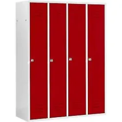 Schäfer Shop Select Kleiderspind mit 4 Abteilen, Zylinderschloss, lichtgrau/rot
