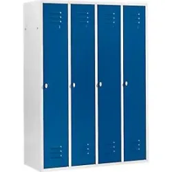 Schäfer Shop Select Kleiderspind mit 4 Abteilen, Drehriegelverschluss, lichtgrau/enzianblau