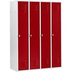 Schäfer Shop Select Kleiderspind mit 4 Abteilen, Drehriegelverschluss, lichtgrau/rot