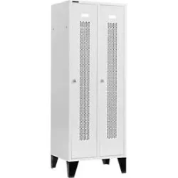 Schäfer Shop Select Kleiderspind, mit gelochten Streifen, 2 Abteile, 400 mm, mit Füssen, Drehriegelverschluss, Tür lichtgrau