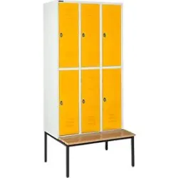 Schäfer Shop Select Kleiderspind, mit Sitzbank, 3x2 Abteile, 300mm, Drehriegelverschluss,Tür gelb