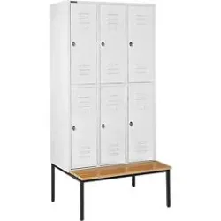 Schäfer Shop Select Kleiderspind, mit Sitzbank, 3x2 Abteile, 400mm, Drehriegelverschluss, Tür lichtgrau