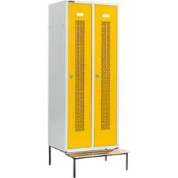 Schäfer Shop Select Kleiderspind, mit Sitzbank, 2 Abteile, 400 mm, Zylinderschloss, Tür gelb