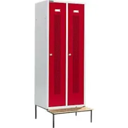 Schäfer Shop Select Kleiderspind, mit Sitzbank, 2 Abteile, 400 mm, Zylinderschloss, Tür rubinrot