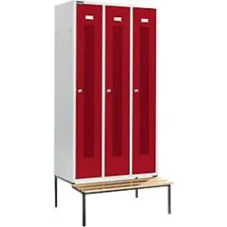 Schäfer Shop Select Kleiderspind, mit Sitzbank, 3 Abteile, 300 mm, Zylinderschloss, Tür rubinrot